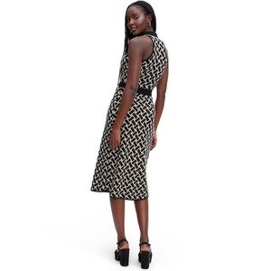 Women's Collared Sleeveless Vintage Weave Neutral Sweaterknit Midi Wrap Dress